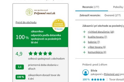 Heureka recenzie rýchle dodanie Príjemné veci