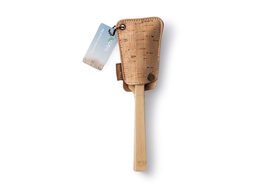 bambusovy pribor drevo drevený lyžička vidlička nožík opakovane použiteľný jedlo príbor plastový jednorázový so sebou do tašky obal korok bavlna