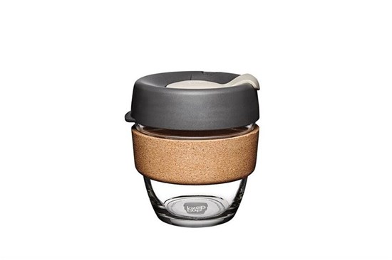 KeepCup S - tmavosivý s korkovým úchytom