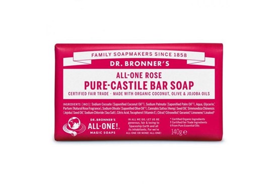 Dr. Bronner´s kastilske mydlo prírodne bez vône vôňa detská pokožka citlivá koža umývanie telo vlasy tvár univerzálne tuhé eukalyptus svieže biologicky odbúrateľné ruža 