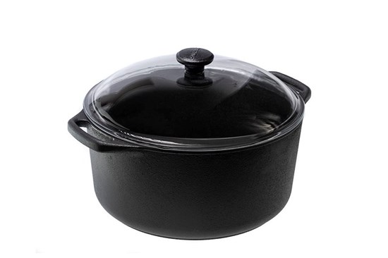 Okrúhly liatinový hrniec so sklenenou pokrievkou - 7 l