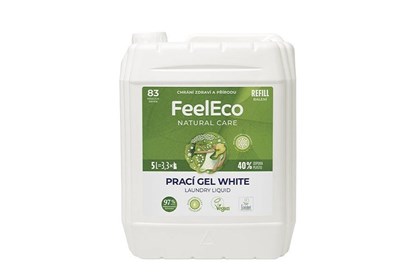 feel eco Ekologický tekutý prostriedok prací gél na pranie white biele prádlo bielizeň škvrny farba eko pranie ľahko rozložiteľný vegan	