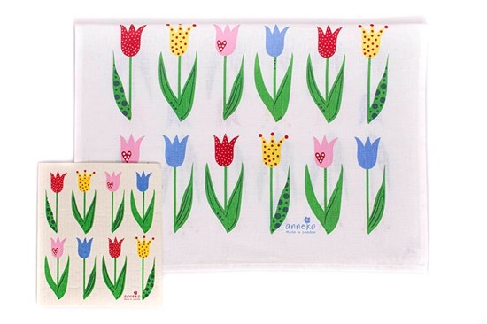 Set hubka + utierka - tulipány