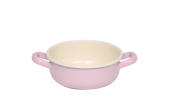 Smaltovaná miska s uchami - 14 cm - ružová