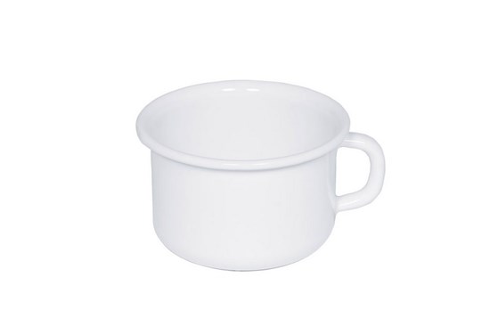 Smaltovaný hrnček - 10 cm - biely