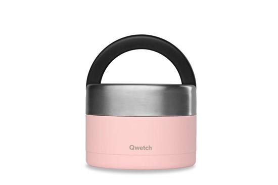Okrúhly nerezový termo obedár Qwetch - 650 ml - pastelový ružový