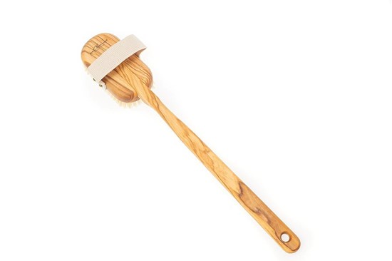 Olivová masážna kefa s rúčkou