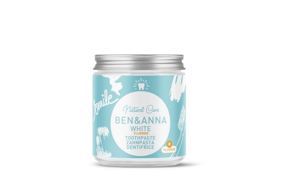Prírodná zubná pasta BEN&ANNA v skle 100 ml – biela s fluoridom