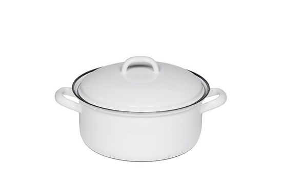 Smaltovaný kastról s pokrievkou - 0,5 l - biely